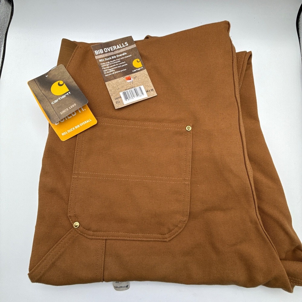 Carhartt R01 Duck Bib Overalls Double Front Chap Knee Pads Mens 38x28 NWT NOS - Picture 1 of 16